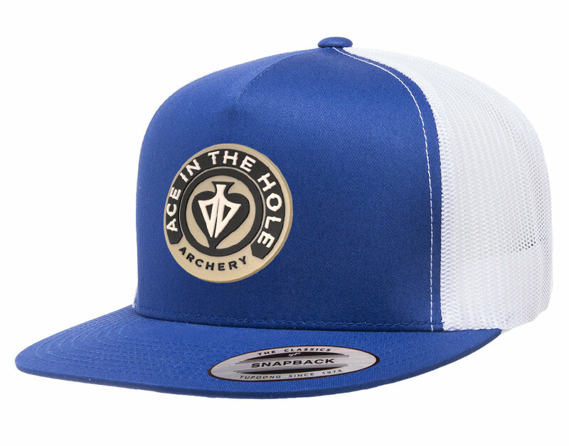 BROADHEAD PVC Patch - Yupoong Flat Bill Trucker Cap - Blue/White
